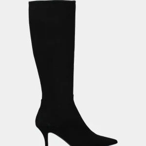 Stivale in camoscio nero con stiletto a calice