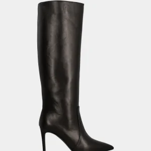 Stivale in nappa nera a tubo con stiletto a coda