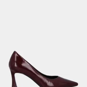 Décolleté in verlux bordeaux con tacco incavato