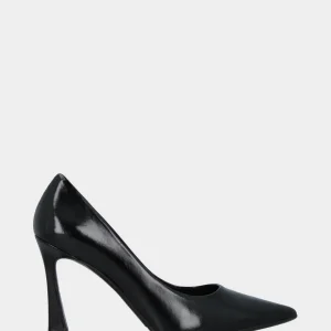 Décolleté in verlux nero con tacco incavato 90mm