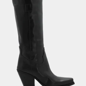 Stivale camperos in vitello nero con tacco conico