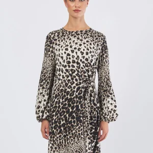 Abito Delfi in Twill di Viscosa Stampa Animalier
