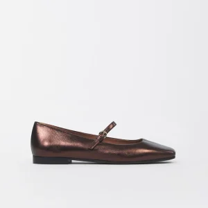 Ballerina Donna in Pelle con Placca Logo