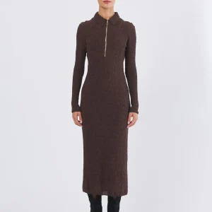 Abito Donna EDDA in Jersey Cloqué Marrone
