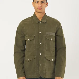 Camicia Overshirt Uomo Twill Stretch Verde Militare