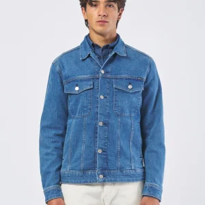 Giubbotto Uomo in Denim di Cotone Stretch