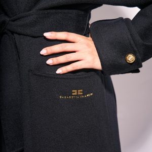 Cappotto a Vestaglia in Pura Lana con Cintura