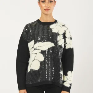 Maglia Godezia Misto Lana Jacquard con Paillettes