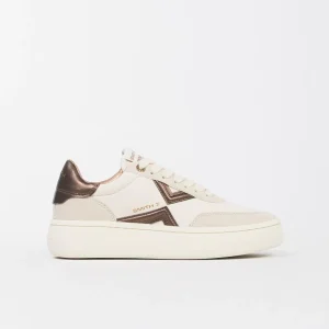 Sneaker Donna Ocean in Pelle Bianca e Bronzo