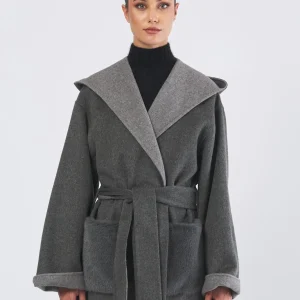 Cappotto Double Bicolore con Cappuccio