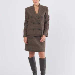 Blazer in Pura Lana Effetto Shetland Pied de Poule