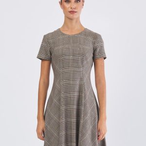 Abito a Ruota in Raso Stretch Color Cioccolato