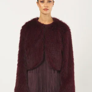 Cappotto Ecopelliccia Bordeaux Regular Fit