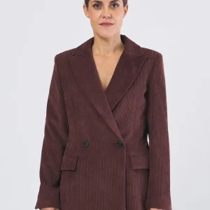 Blazer Donna Topazio in Velluto a Coste Stretch Bordeaux