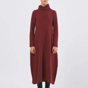 Abito Lungo Collo Alto Jersey Viscosa Stretch