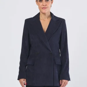 Blazer Donna Topazio in Velluto a Coste Blu