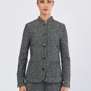Blazer Donna in Cotone Chevron con Collo Coreana