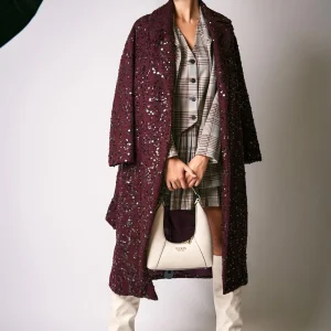 Trench Lungo Paillettes Bordeaux