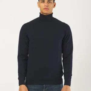 Dolcevita Collo Alto Misto Viscosa Cashmere Blu Notte