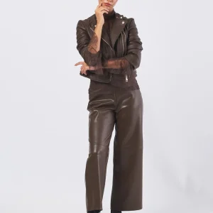 Giacca Biker Jeannine in Ecopelle Effetto Saffiano