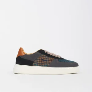 Sneakers Uomo Grigio Ceruleo in Camoscio e Tessuto
