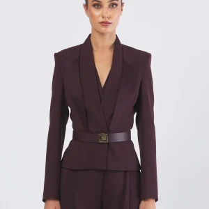 Blazer in Crepe con Cintura e Revers in Raso