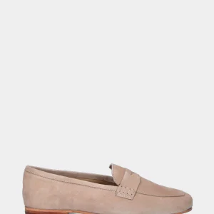 Mocassino beige in pelle cucito a sacchetto