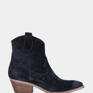 Campero a stivaletto blu in pelle liscia con cerniera