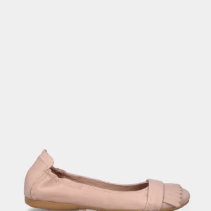 Ballerina rosa in pelle con frange