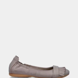 Ballerina grigia in pelle con frange