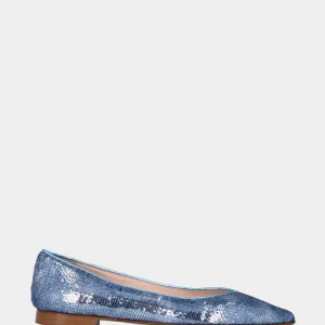 Ballerina blu in pelle con paillettes