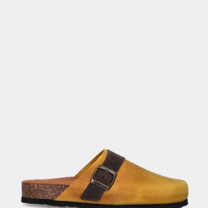 Sabot giallo in pelle con fibbia