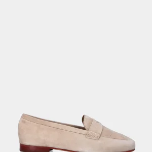 Mocassino beige in pelle con mascherina