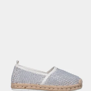 Espadrillas bianca in tessuto a rete con strass