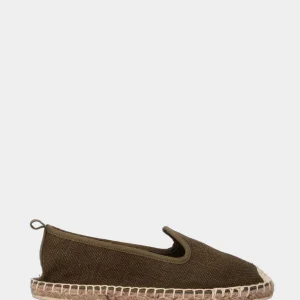 Espadrillas verde in tessuto con suola in corda