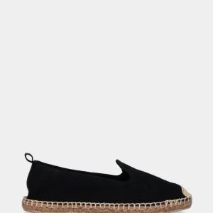 Espadrillas nera in tessuto con suola in corda