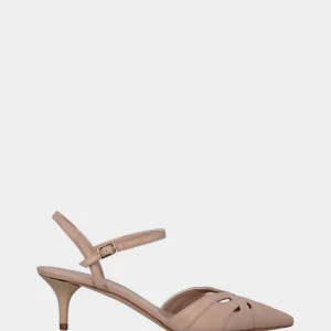 Slingback beige in pelle con aperture e fascette incrociate