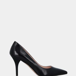 Décolleté nera in pelle con tacco incavato