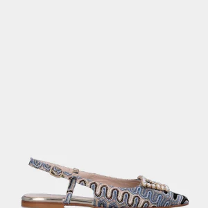 Slingback multicolor beige in rafia a trama ondulata
