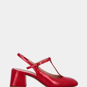 Slingback rossa in naplak modello charleston con tacco largo