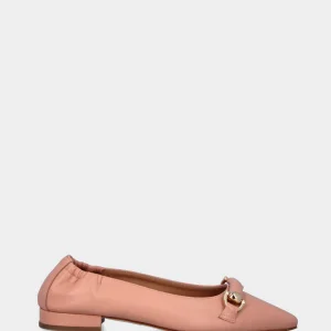 Ballerina nude in pelle con morsetto a barra
