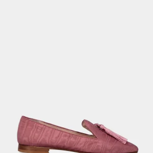 Pantofolina rosa in tessuto shangtung con nappine