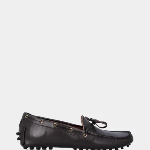 Mocassino marrone in pelle con laccio