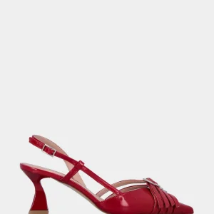 Slingback in vitello abrasivato bordeaux con cinturini a V
