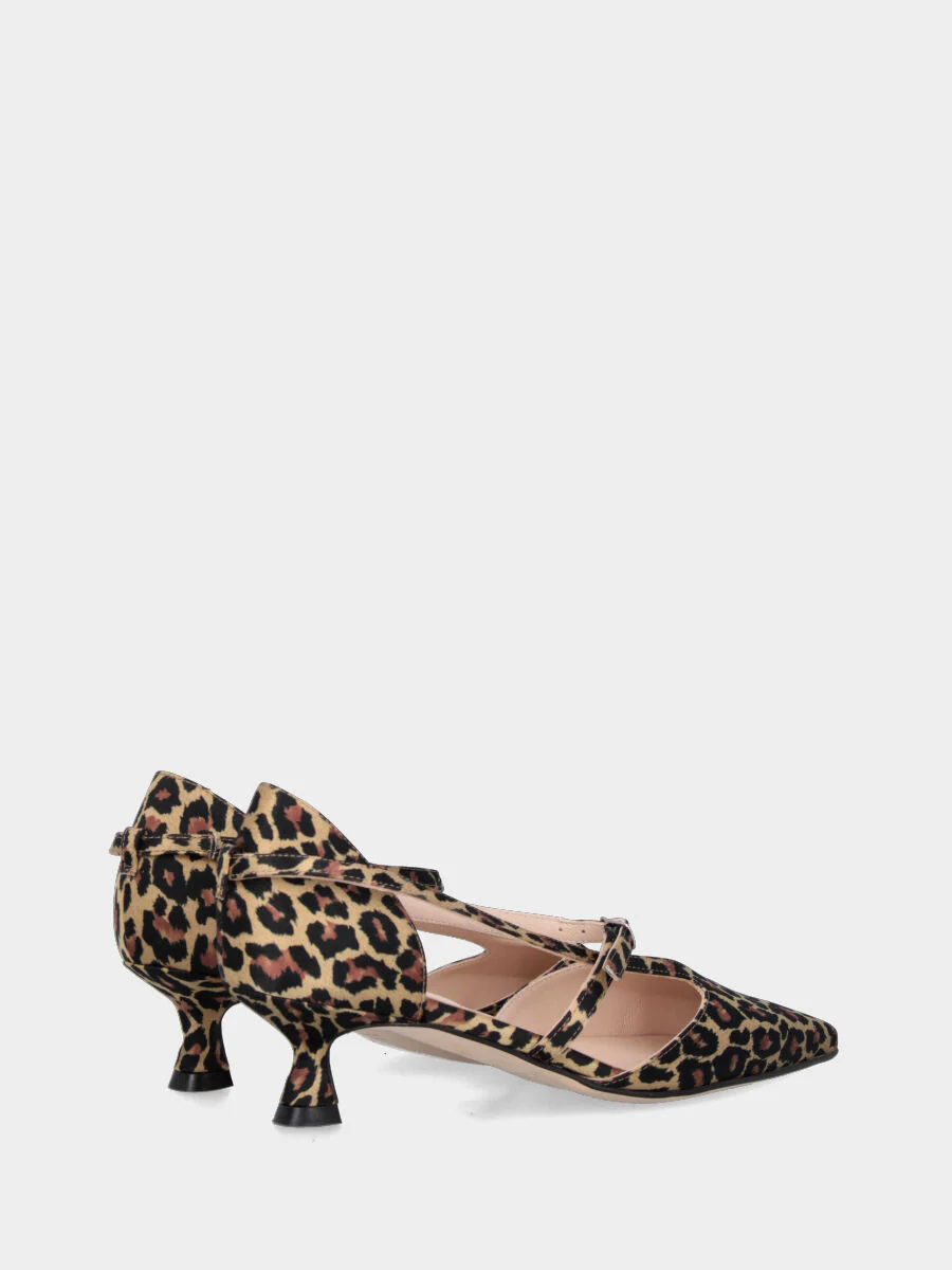 Décolleté in tessuto leopardato con cinturini asimmetrici - immagine 4