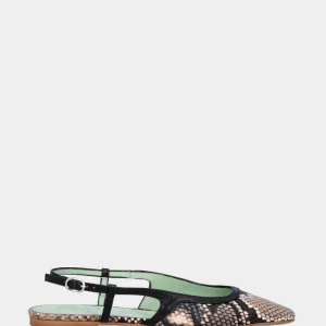Slingback in vitello pitonato con scollo tondo