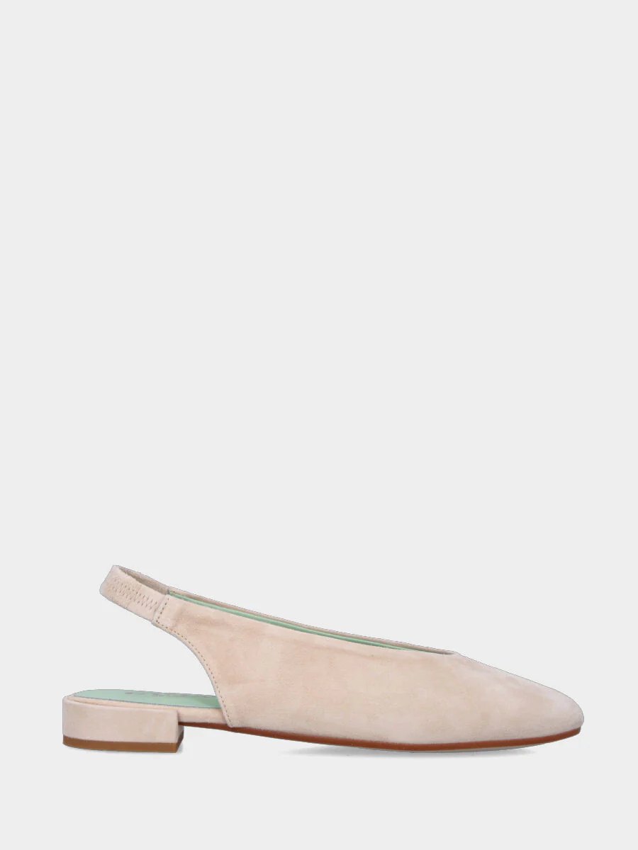 Slingback in camoscio nude con tacco a blocco - immagine 2