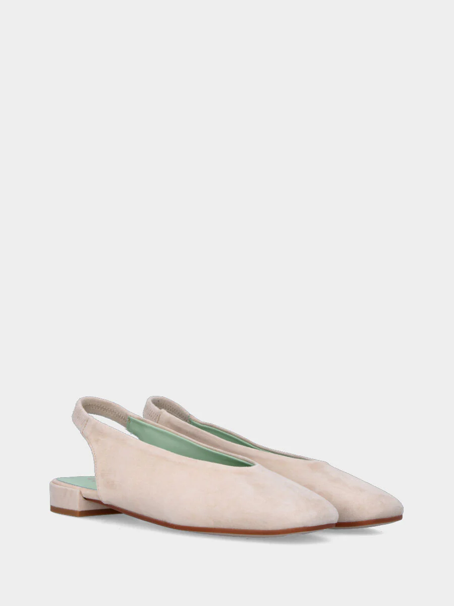 Slingback in camoscio nude con tacco a blocco - immagine 3
