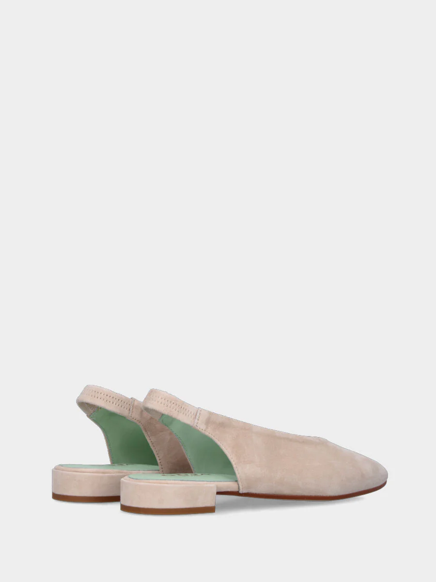 Slingback in camoscio nude con tacco a blocco - immagine 4