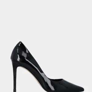 Décolleté in vernice nera con tacco stiletto 100 mm e scollo tondo